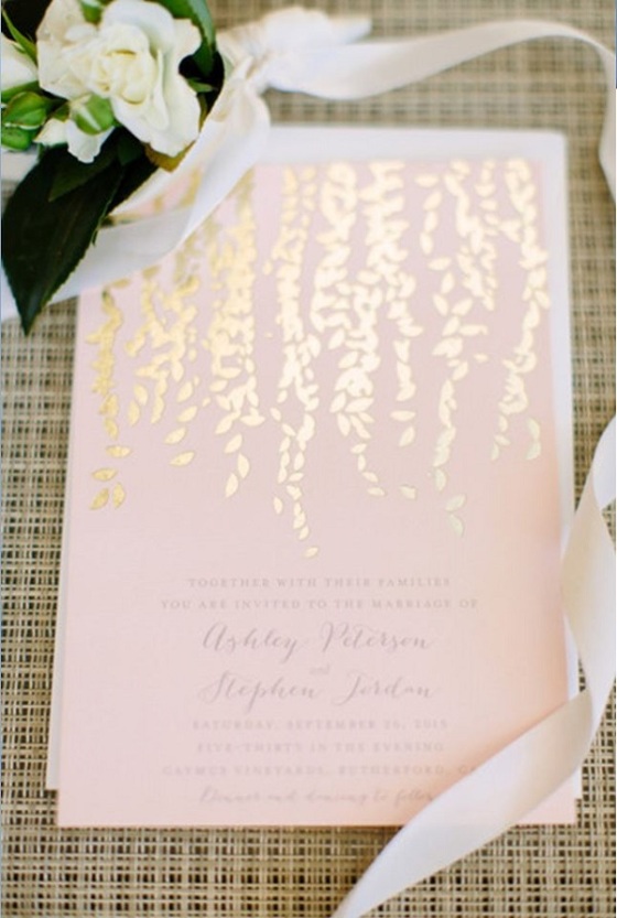 Foil-stamped invitations for weddings in 2016